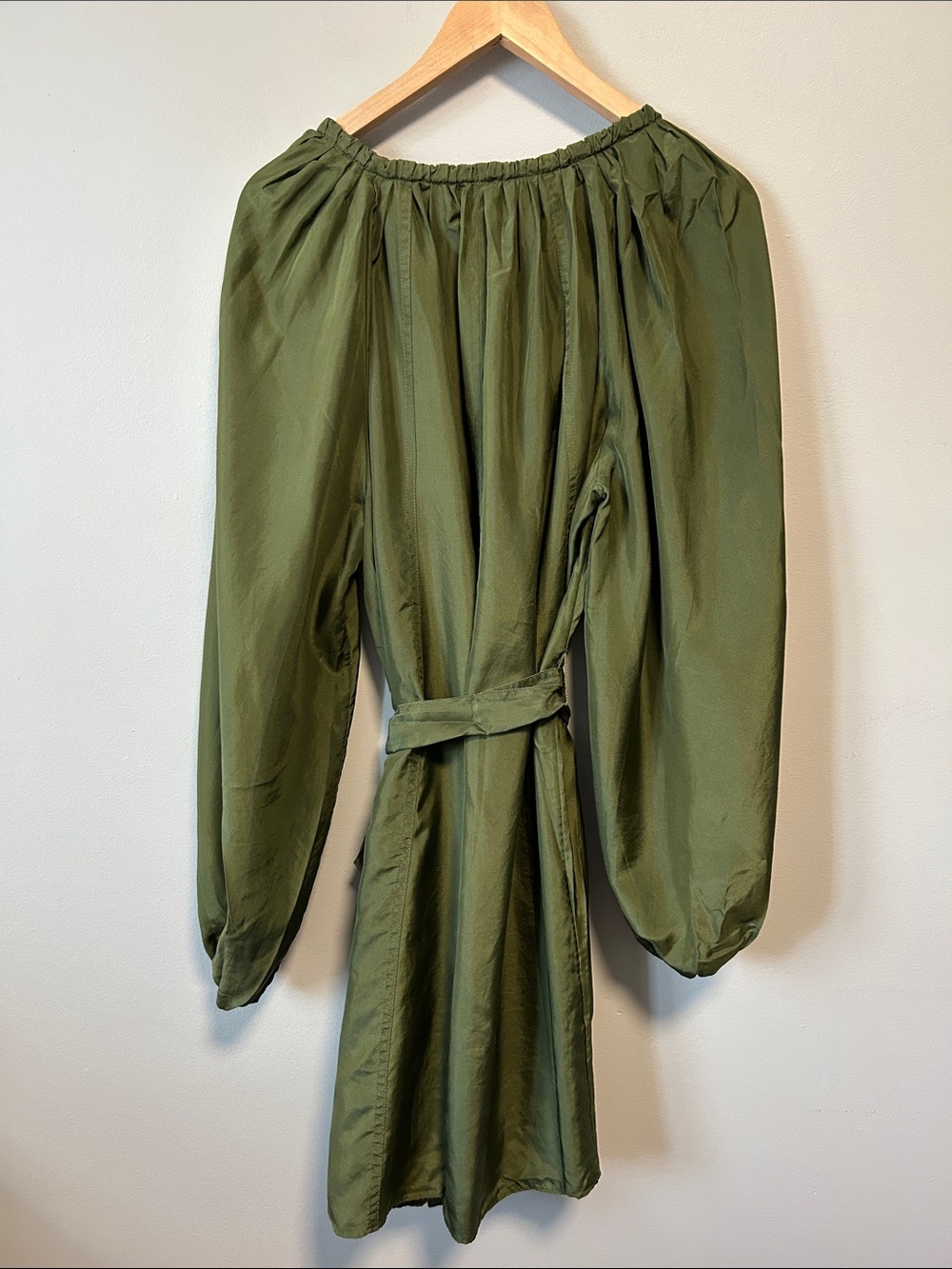 Banana Republic Olive Green Silk Dress NWT - Picture 5 of 13